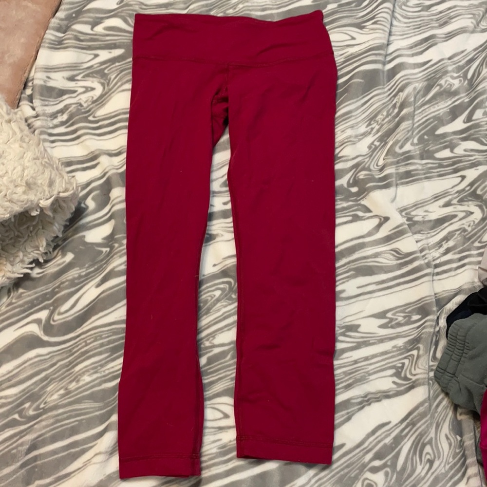 Red reversible lululemon leggings size 4.